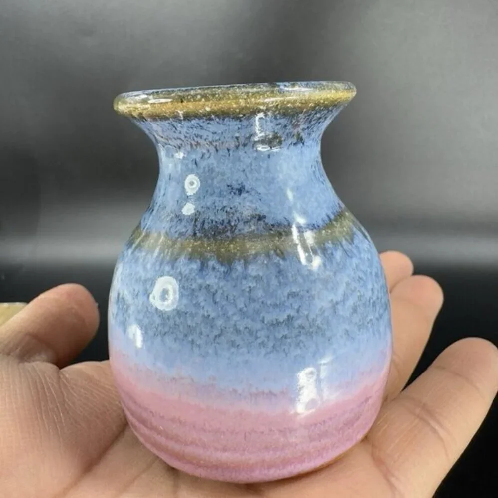 Vintage 1992‎ Hand Made Studio Art Pottery Mini Vase Vessel Artist Signed Vase